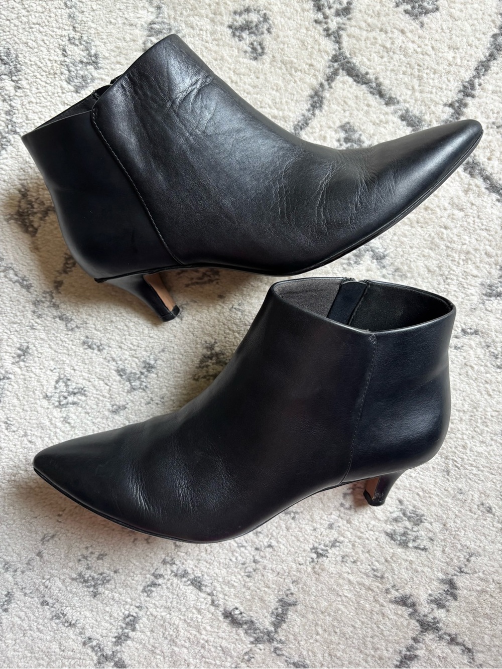 Clark’s Leather Wide-width Pointed-Toe Ankle Boots with Kitten Heel